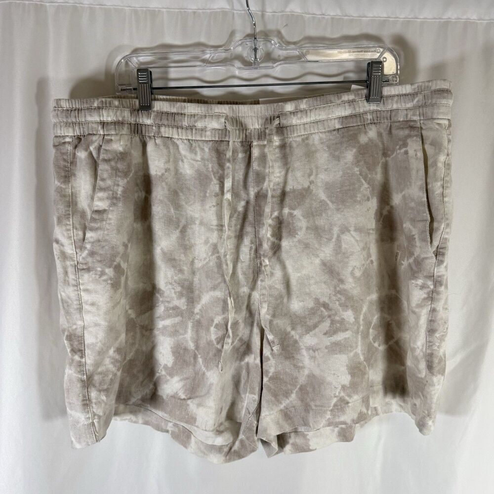 New Old Navy Shorts Women's XL White Tie Dye Linen Blend Drawstring Pull On